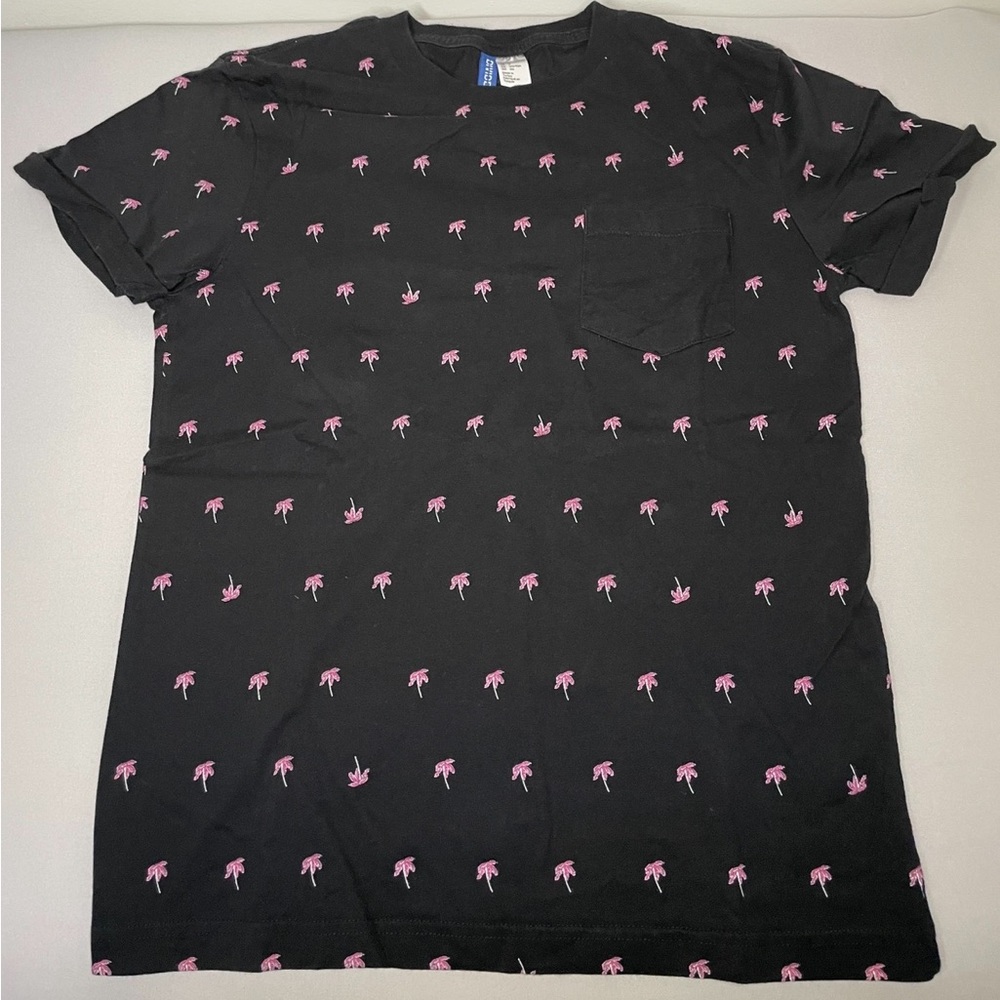 Divided Palm Trees T-Shirt Mens Small Black